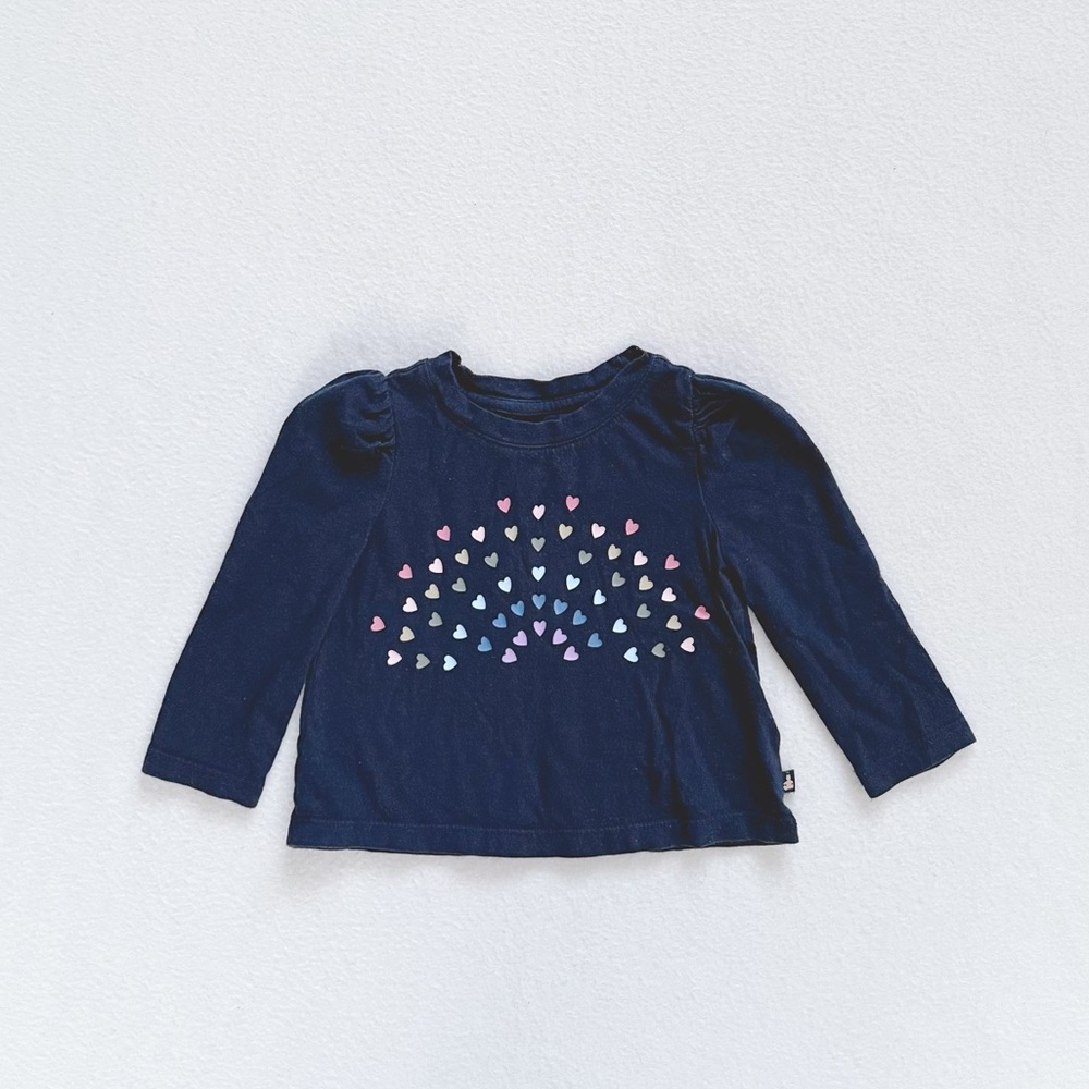 5/$18 Gap Baby Navy Rainbow Heart Long Sleeve Organic Cotton Top Tee 18–24M